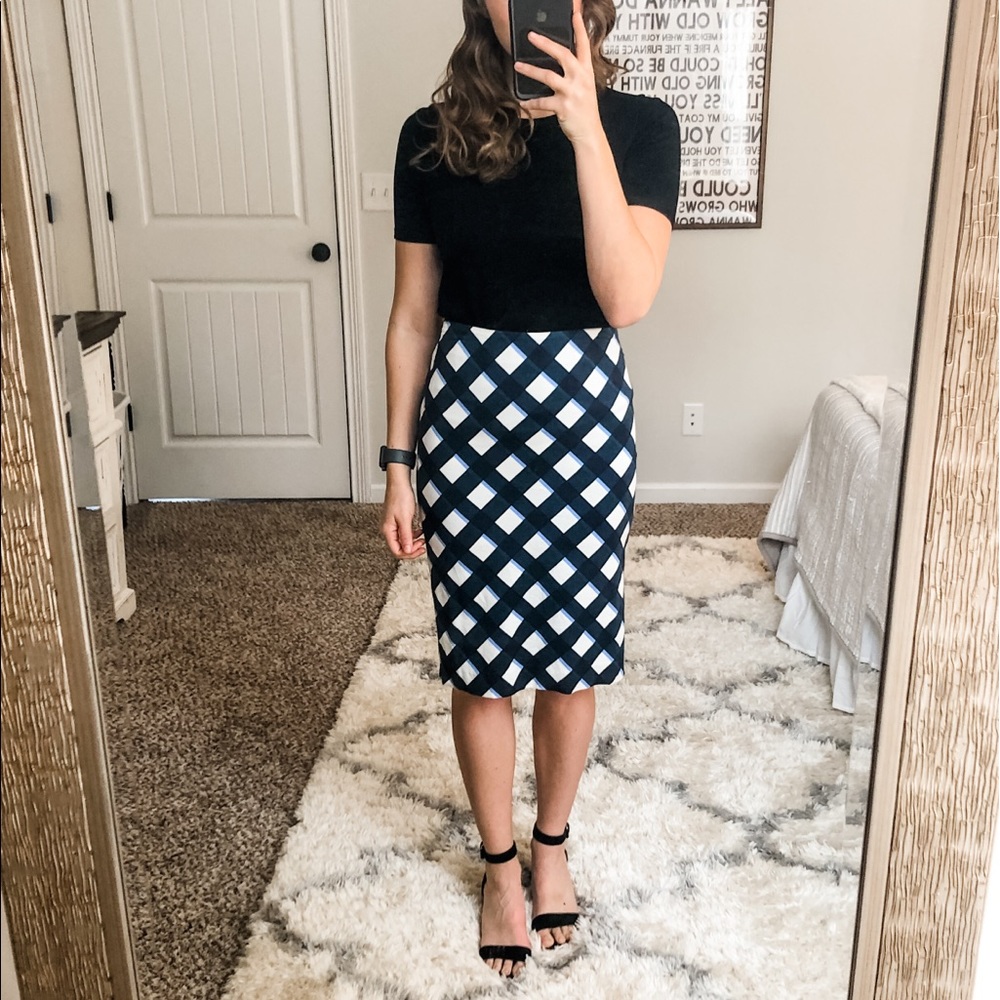 Ann Taylor Graphic Gingham Pencil Skirt